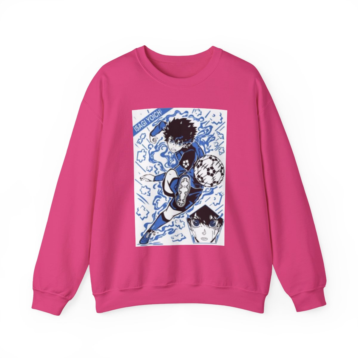 Blue Lock Soccer Anime Player Crewneck Sweatshirt | Blue Graphic Athletic Illustration - alternate angle 2, merchandise